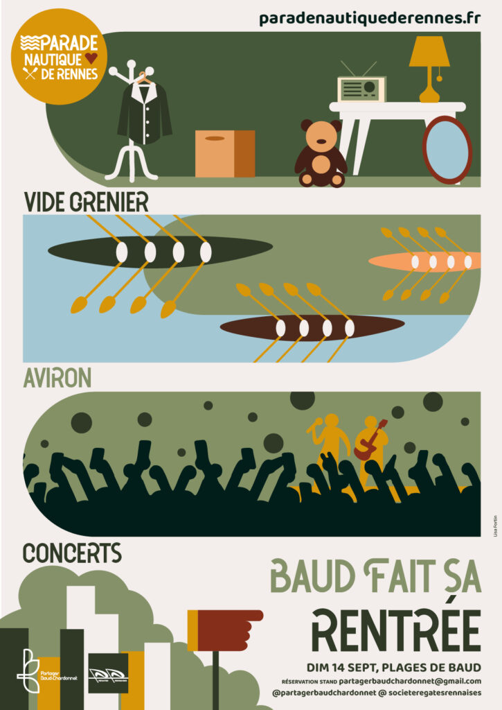 Dimanche 14 septembre 2025, Baud fait sa rentrée ! de 10h à 18h au parc de Baud (prairie festive). 
Au programme : vide-grenier, concerts, courses d'aviron.
